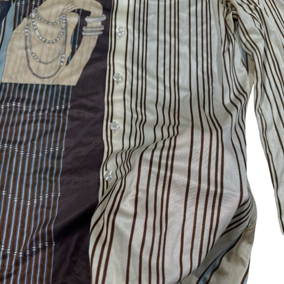 RARE! Vintage 70s 80s Chess King Striped Button Down Shirt Sz L - Picture 2 of 15